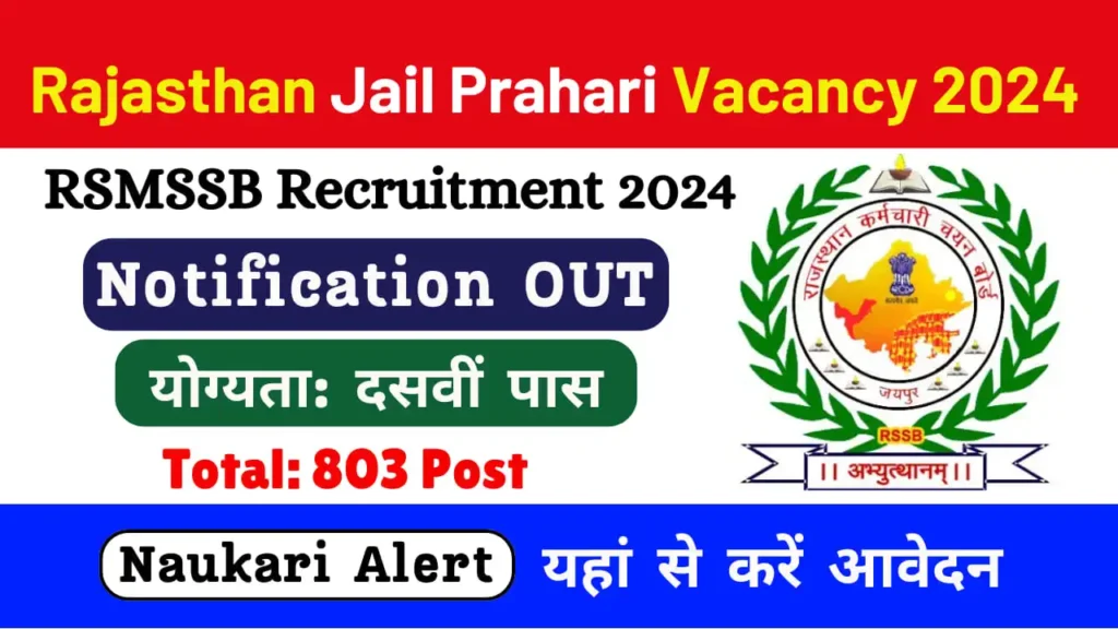 Rajasthan RSMSSB Jail Prahari Vacancy