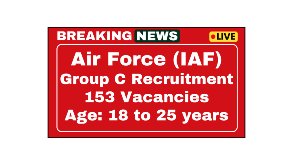 Indian Air Force Group C Recruitment 2025: Offline Application for 153 Posts